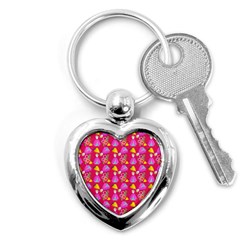 Girl With Hood Cape Heart Lemon Pattern Pink Key Chain (heart) by snowwhitegirl