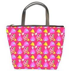 Girl With Hood Cape Heart Lemon Pattern Pink Bucket Bag by snowwhitegirl