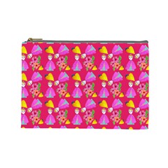 Girl With Hood Cape Heart Lemon Pattern Pink Cosmetic Bag (large) by snowwhitegirl