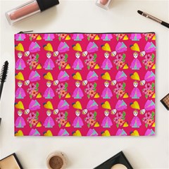 Girl With Hood Cape Heart Lemon Pattern Pink Cosmetic Bag (xl)