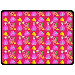 Girl With Hood Cape Heart Lemon Pattern Pink Fleece Blanket (large)  by snowwhitegirl