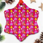 Girl With Hood Cape Heart Lemon Pattern Pink Snowflake Ornament (Two Sides) Front