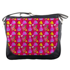 Girl With Hood Cape Heart Lemon Pattern Pink Messenger Bag by snowwhitegirl