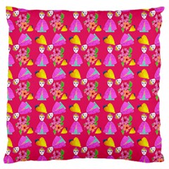 Girl With Hood Cape Heart Lemon Pattern Pink Large Cushion Case (one Side) by snowwhitegirl