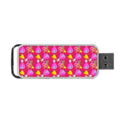 Girl With Hood Cape Heart Lemon Pattern Pink Portable Usb Flash (two Sides) by snowwhitegirl