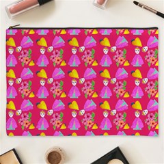 Girl With Hood Cape Heart Lemon Pattern Pink Cosmetic Bag (xxxl) by snowwhitegirl