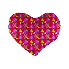 Girl With Hood Cape Heart Lemon Pattern Pink Standard 16  Premium Heart Shape Cushions by snowwhitegirl