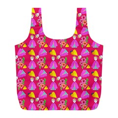 Girl With Hood Cape Heart Lemon Pattern Pink Full Print Recycle Bag (l) by snowwhitegirl