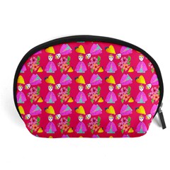 Girl With Hood Cape Heart Lemon Pattern Pink Accessory Pouch (large) by snowwhitegirl