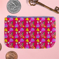 Girl With Hood Cape Heart Lemon Pattern Pink Large Coin Purse by snowwhitegirl