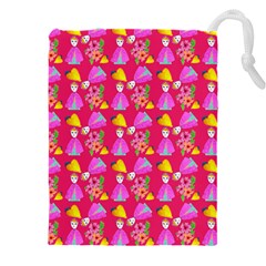 Girl With Hood Cape Heart Lemon Pattern Pink Drawstring Pouch (5xl) by snowwhitegirl