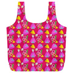 Girl With Hood Cape Heart Lemon Pattern Pink Full Print Recycle Bag (xxl) by snowwhitegirl