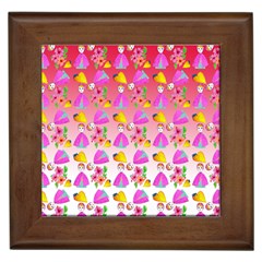 Girl With Hood Cape Heart Lemon Pattern Red Ombre Framed Tile by snowwhitegirl