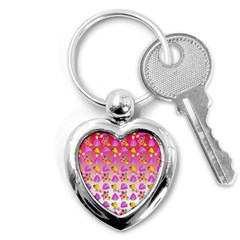 Girl With Hood Cape Heart Lemon Pattern Red Ombre Key Chain (heart) by snowwhitegirl