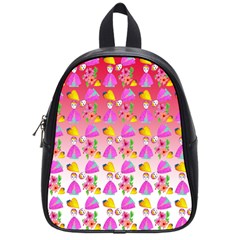 Girl With Hood Cape Heart Lemon Pattern Red Ombre School Bag (small) by snowwhitegirl