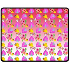 Girl With Hood Cape Heart Lemon Pattern Red Ombre Fleece Blanket (medium)  by snowwhitegirl