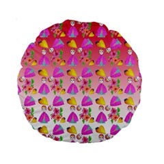 Girl With Hood Cape Heart Lemon Pattern Red Ombre Standard 15  Premium Round Cushions by snowwhitegirl