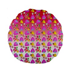 Girl With Hood Cape Heart Lemon Pattern Red Ombre Standard 15  Premium Flano Round Cushions by snowwhitegirl