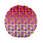 Girl With Hood Cape Heart Lemon Pattern Red Ombre Standard 15  Premium Flano Round Cushions Front