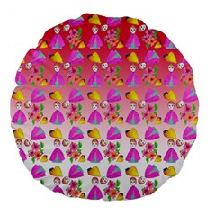 Girl With Hood Cape Heart Lemon Pattern Red Ombre Large 18  Premium Flano Round Cushions by snowwhitegirl