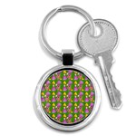 Girl With Hood Cape Heart Lemon Pattern Green Key Chain (Round) Front