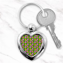 Girl With Hood Cape Heart Lemon Pattern Green Key Chain (heart) by snowwhitegirl