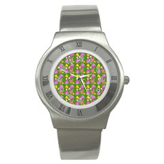 Girl With Hood Cape Heart Lemon Pattern Green Stainless Steel Watch by snowwhitegirl