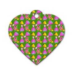 Girl With Hood Cape Heart Lemon Pattern Green Dog Tag Heart (one Side) by snowwhitegirl