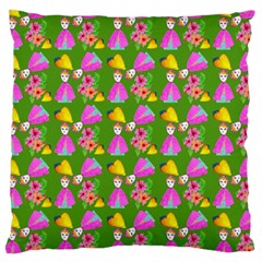 Girl With Hood Cape Heart Lemon Pattern Green Large Cushion Case (one Side) by snowwhitegirl