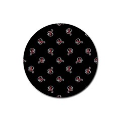 Ugly Monster Fish Motif Print Pattern Rubber Coaster (round)  by dflcprintsclothing