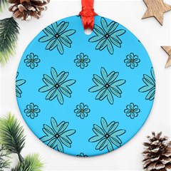 Blue Repeat Pattern Ornament (round) by emmamatrixworm