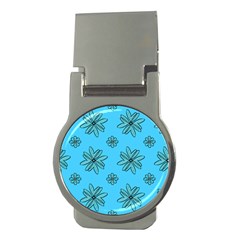 Blue Repeat Pattern Money Clips (round) 