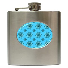 Blue Repeat Pattern Hip Flask (6 Oz) by emmamatrixworm