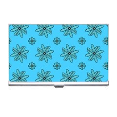 Blue Repeat Pattern Business Card Holder by emmamatrixworm