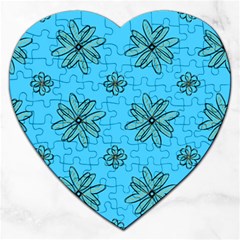 Blue Repeat Pattern Jigsaw Puzzle (heart)