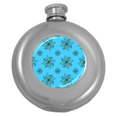 Blue Repeat Pattern Round Hip Flask (5 Oz)