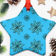 Blue Repeat Pattern Star Ornament (two Sides) by emmamatrixworm