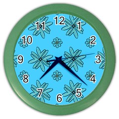 Blue Repeat Pattern Color Wall Clock by emmamatrixworm