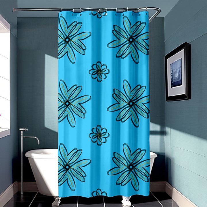 Blue repeat pattern Shower Curtain 36  x 72  (Stall) 