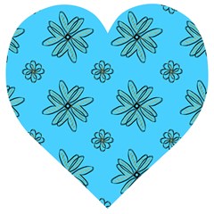 Blue Repeat Pattern Wooden Puzzle Heart by emmamatrixworm