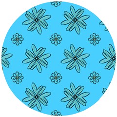 Blue Repeat Pattern Wooden Puzzle Round