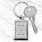 Grey And White Abstract Geometric Print Key Chain (Rectangle) Front