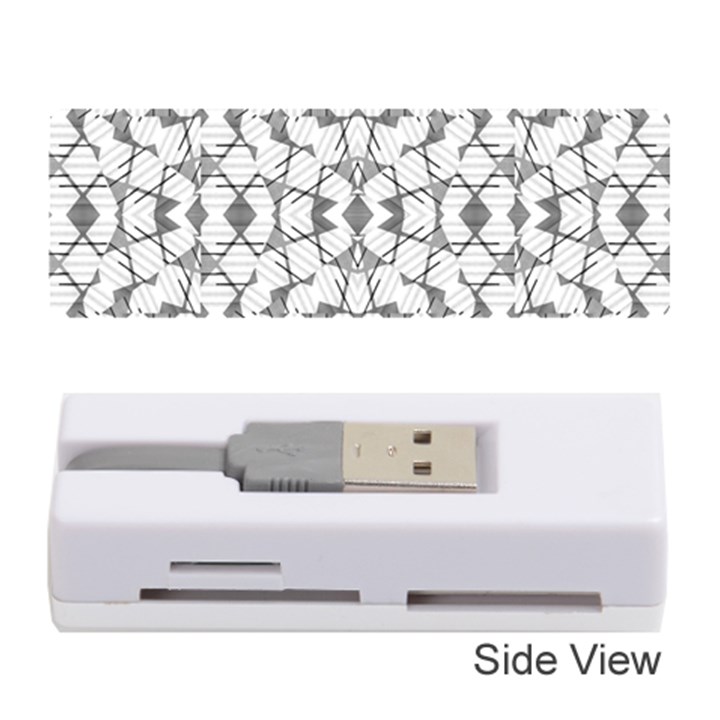 Grey And White Abstract Geometric Print Memory Card Reader (Stick)