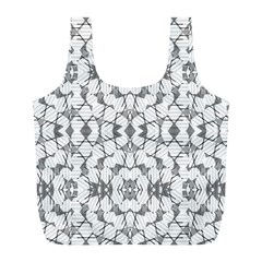 Grey And White Abstract Geometric Print Full Print Recycle Bag (l) by dflcprintsclothing