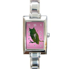 Owl Bird Branch Nature Animal Rectangle Italian Charm Watch by HermanTelo