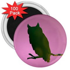 Owl Bird Branch Nature Animal 3  Magnets (100 Pack) by HermanTelo