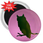 Owl Bird Branch Nature Animal 3  Magnets (100 pack) Front