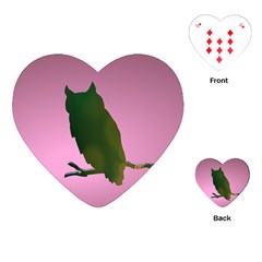 Owl Bird Branch Nature Animal Playing Cards Single Design (heart)