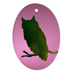 Owl Bird Branch Nature Animal Oval Ornament (two Sides) by HermanTelo