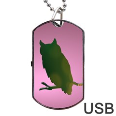 Owl Bird Branch Nature Animal Dog Tag Usb Flash (one Side) by HermanTelo